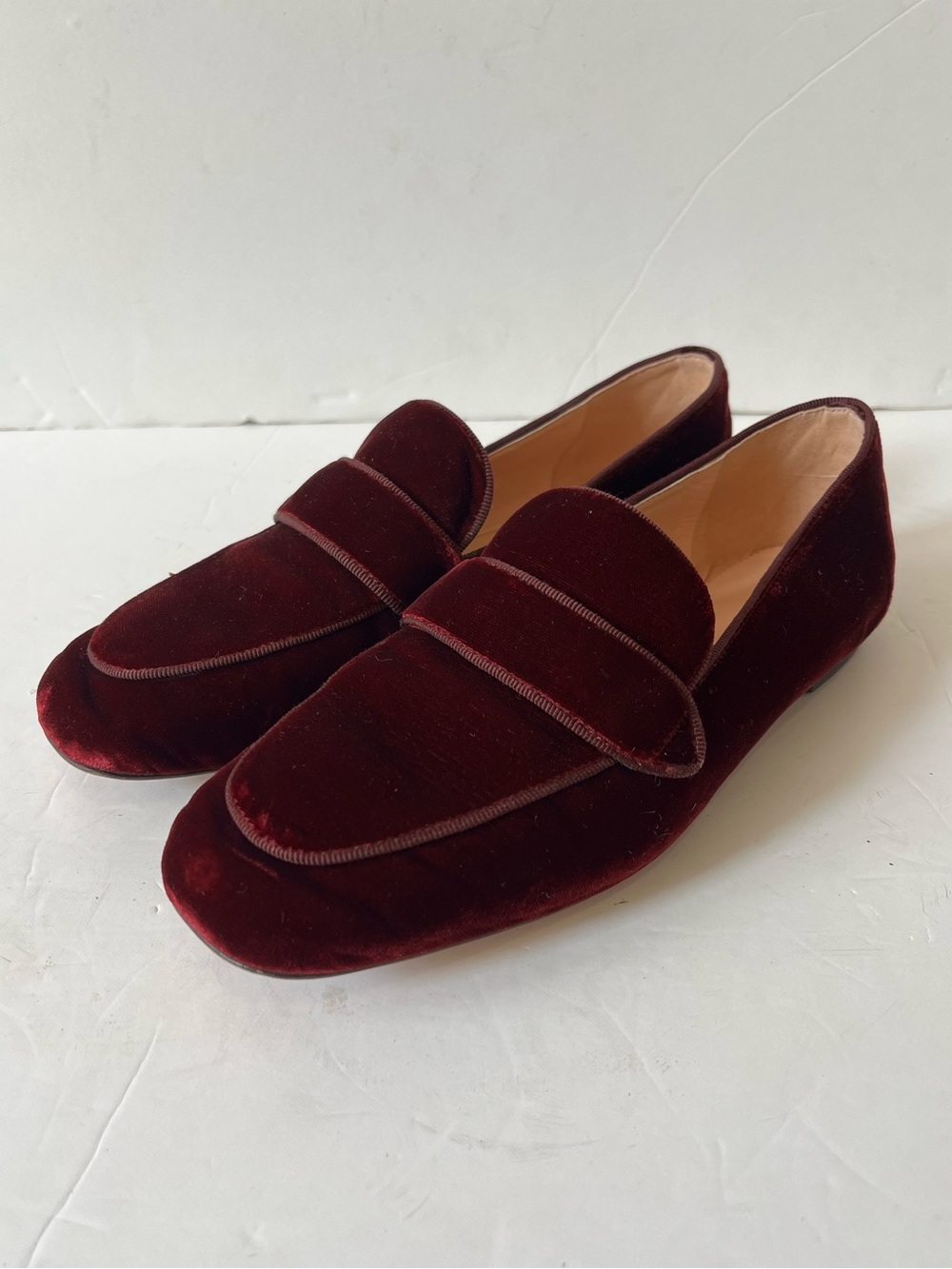J.crew Burgundy Velvet Penny Loafers Size 7